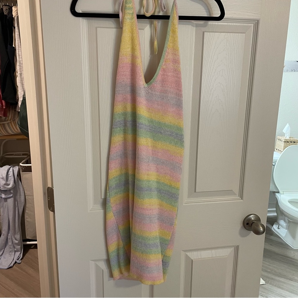 Rainbow Knit Halter Dress
